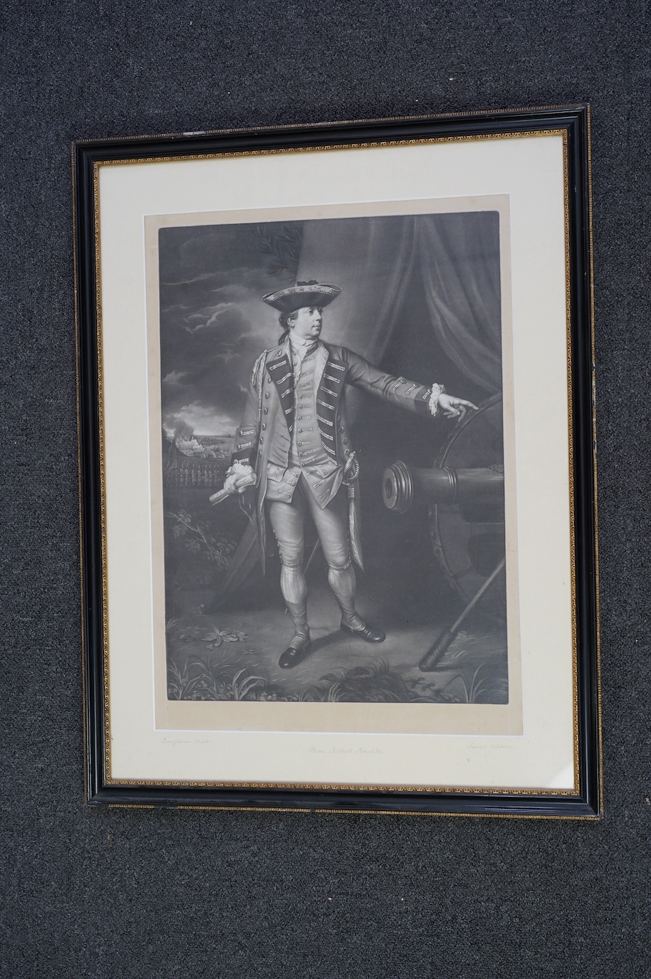 James Watson after Benjamin West, The Honourable Robert Monckton, Governor of New York, proof before letters mezzotint c.1762, 49.5 x 36cm